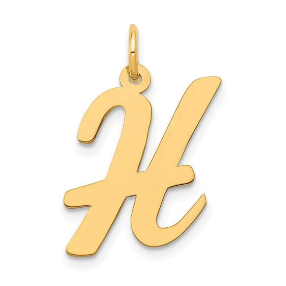 14k Yellow Gold Madison Collection LG Classic Script Initial H Pendant - Picture 1 of 5